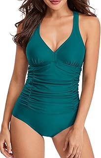 One-Piece Swimsuits for Women Moderate Monokini Bathing Suits Ruched Tummy Control Adjustable Straps - coolthings.us