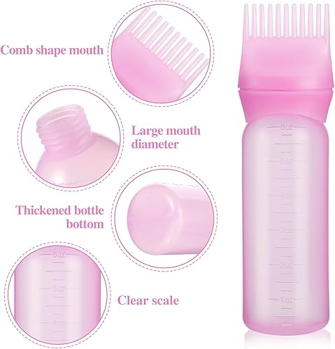 Miniatura 3 de Paquete de 2 botellas aplicadoras de peine de raíz, aplicador de aceite de 6 onzas para teñir el cabello, aplicador de aceite para teñir el cabello,