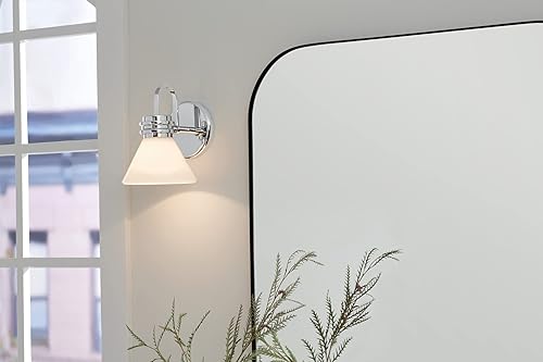 Miniatura 6 de Kichler Farum - Aplique de pared con 1 luz de 9.5 pulgadas con cristal de ópalo en cromo