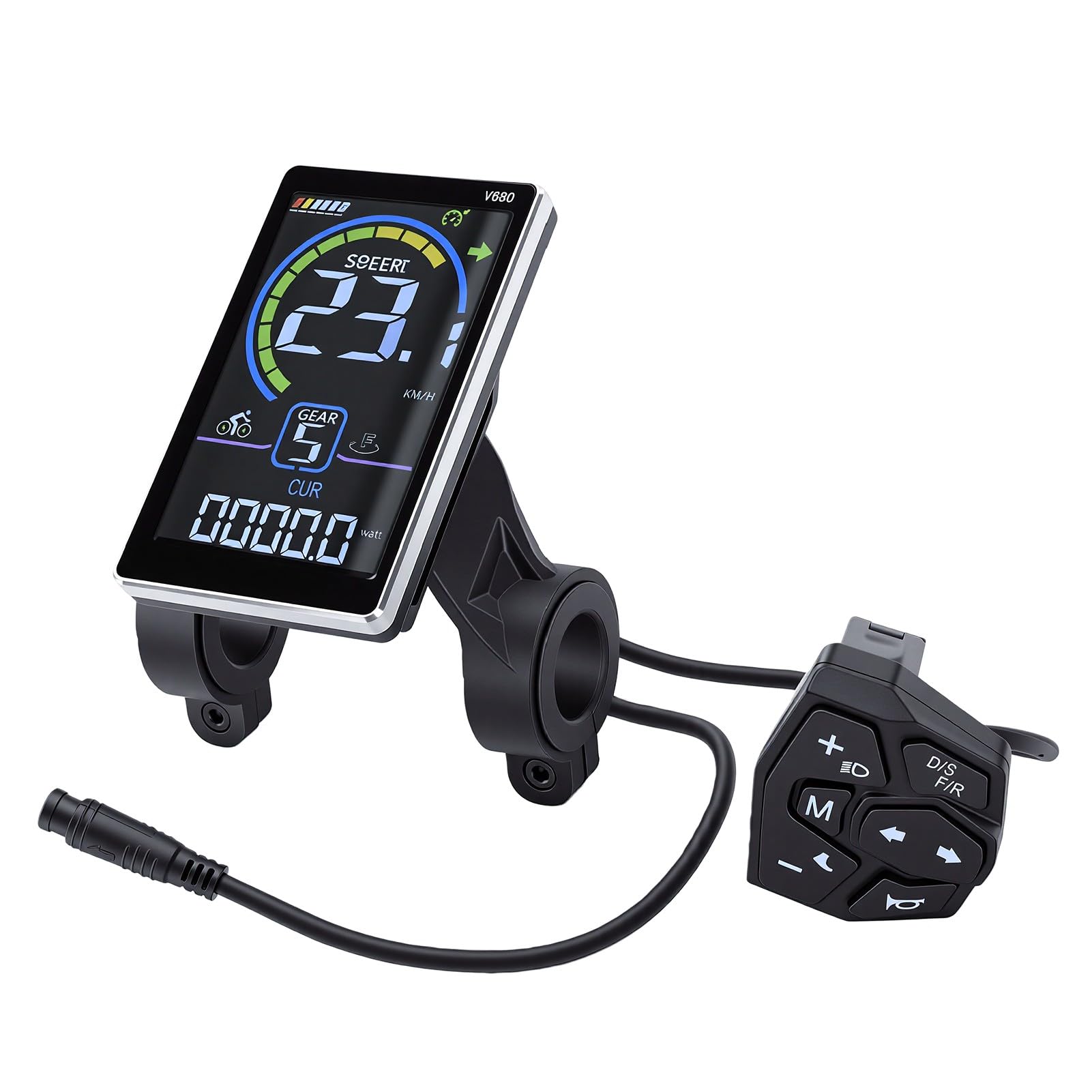 RiToEasysports Pannello di Controllo per Bici Elettrica Display LCD in PVC ABS Misuratore Connettore a 6 Pin IPX4 Schermo Multifunzione con UART 9600 per Ciclisti di Scooter Elettrici Pendolarismo