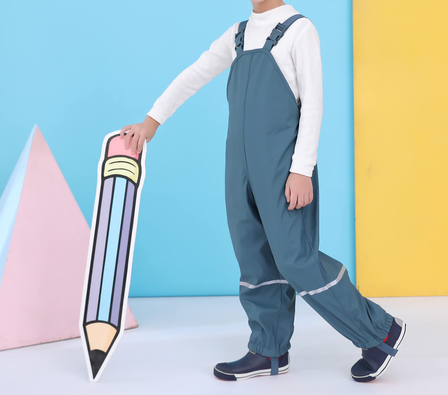 Pantaloni Impermeabili Unisex Bambino Bambina PU Fodera in Pile Prova Sporca Pantaloni di Fango con Traspirante Bimba Bimbo Abbigliamento Antipioggia