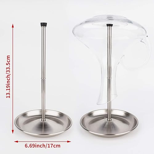 Miniatura 4 de Soporte de secado de decantador de vino con cabeza de silicona para evitar arañazos, estante desmontable con base de captura de goteo con tapón de