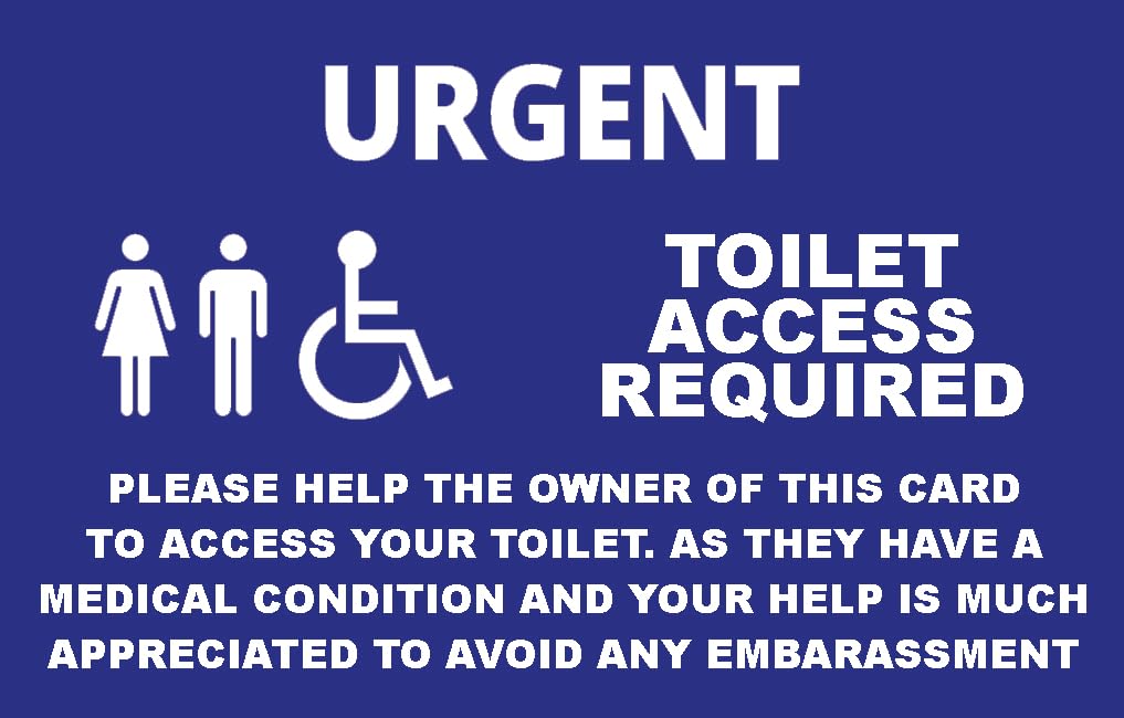 Quantum Leap® Blue Just Cant Wait Card Toilet Medical Card Urgent Toilet Medical Card Hidden Disability Awareness Access Weak Bladder/Bowel Condition Cant Wait NHS (Blue Toilet)
