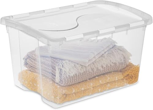Miniatura 7 de Sterilite Caja de almacenamiento con tapa con bisagras de 48 cuartos de galón, contenedor apilable con tapa, contenedor de plástico para organizar