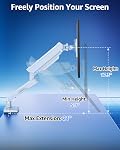 MOUNTUP Single Monitor Mount for 32 27 24 22 inch Screen, Monitor Arm Holds 4.4-22 lbs, Monitor Desk Mount, Gaming & Home Office Use, VESA 75x75mm & 100x100mm, Freelift Pro White
