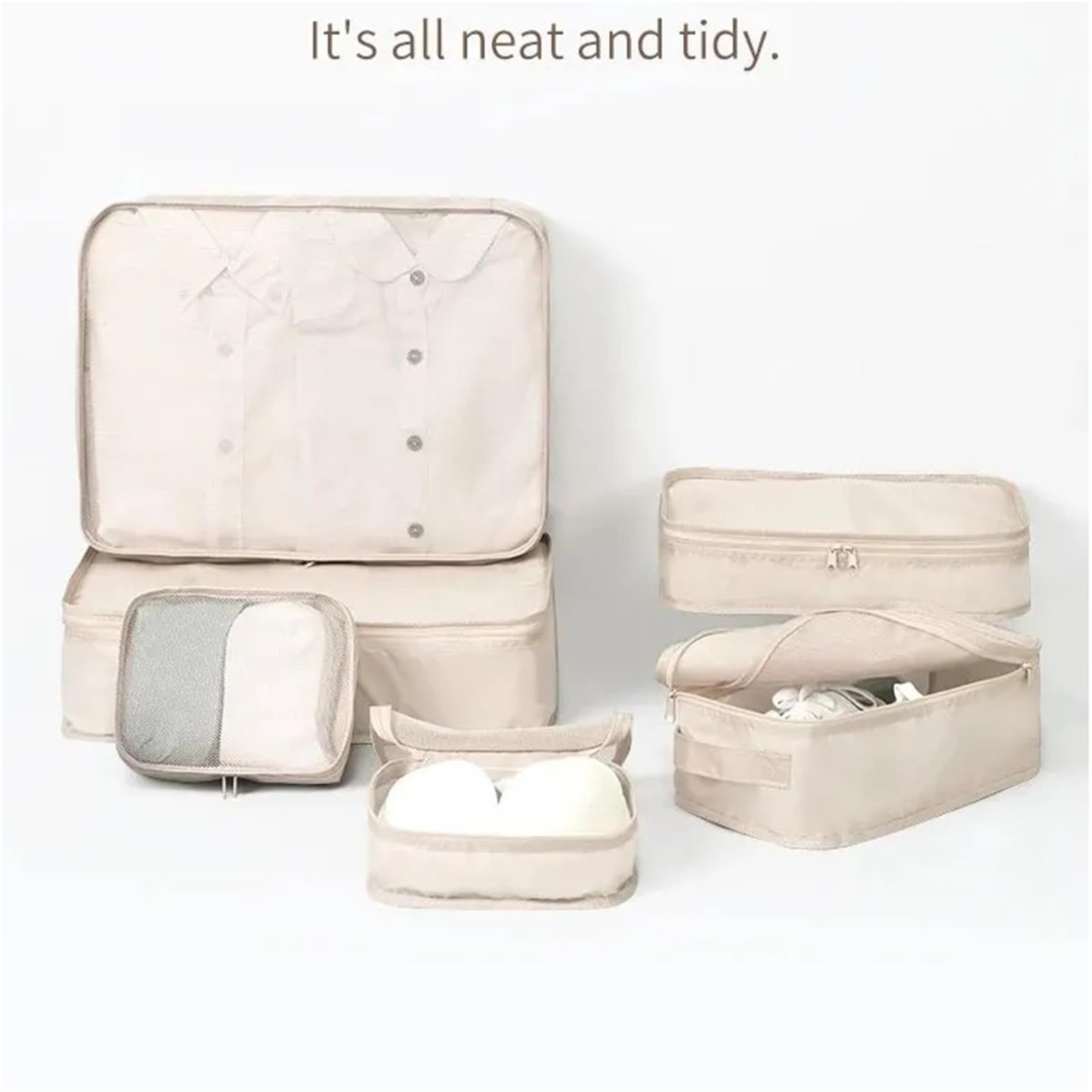 6 cubi da viaggio, impermeabili, for riporre valigie, vestiti, biancheria intima, scarpe, armadio, custodia portatile Organizer per valigie(Gray)