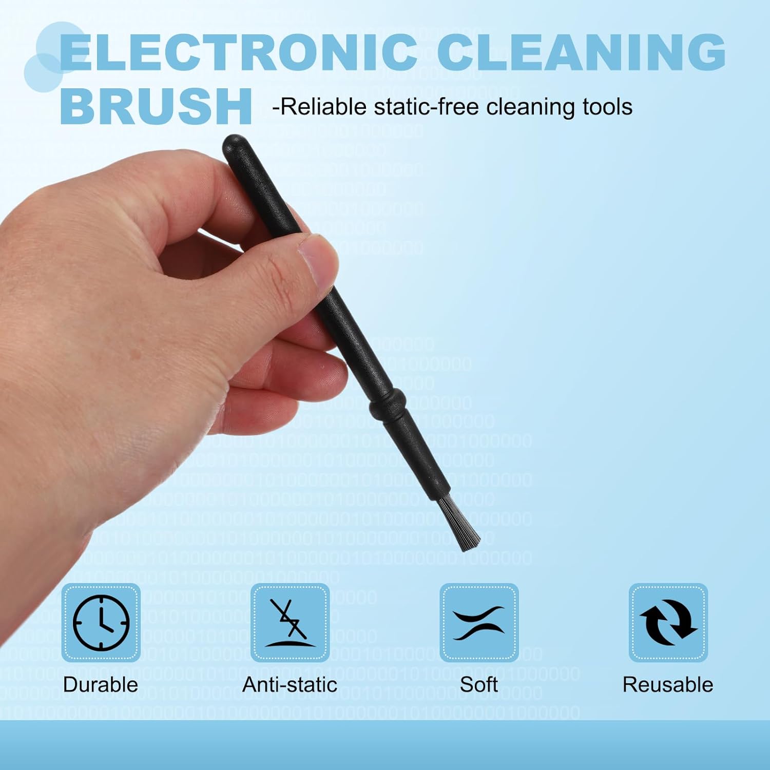 PATIKIL ESD Brush, 3Pcs Electronic Cleaning Brush Set with Tweezers Anti Static Cleaning Tools Plastic Round Head Nylon for PCB Computer Keyboard Camera 3D Printers, 18x11mm Bristles