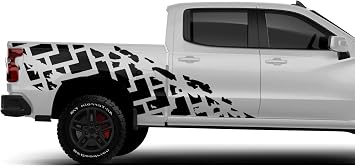Side tire Trucks Stamps Graphics Vinyl Decals Stickers kit Compatible with Chevrolet Silverado 1500 Black