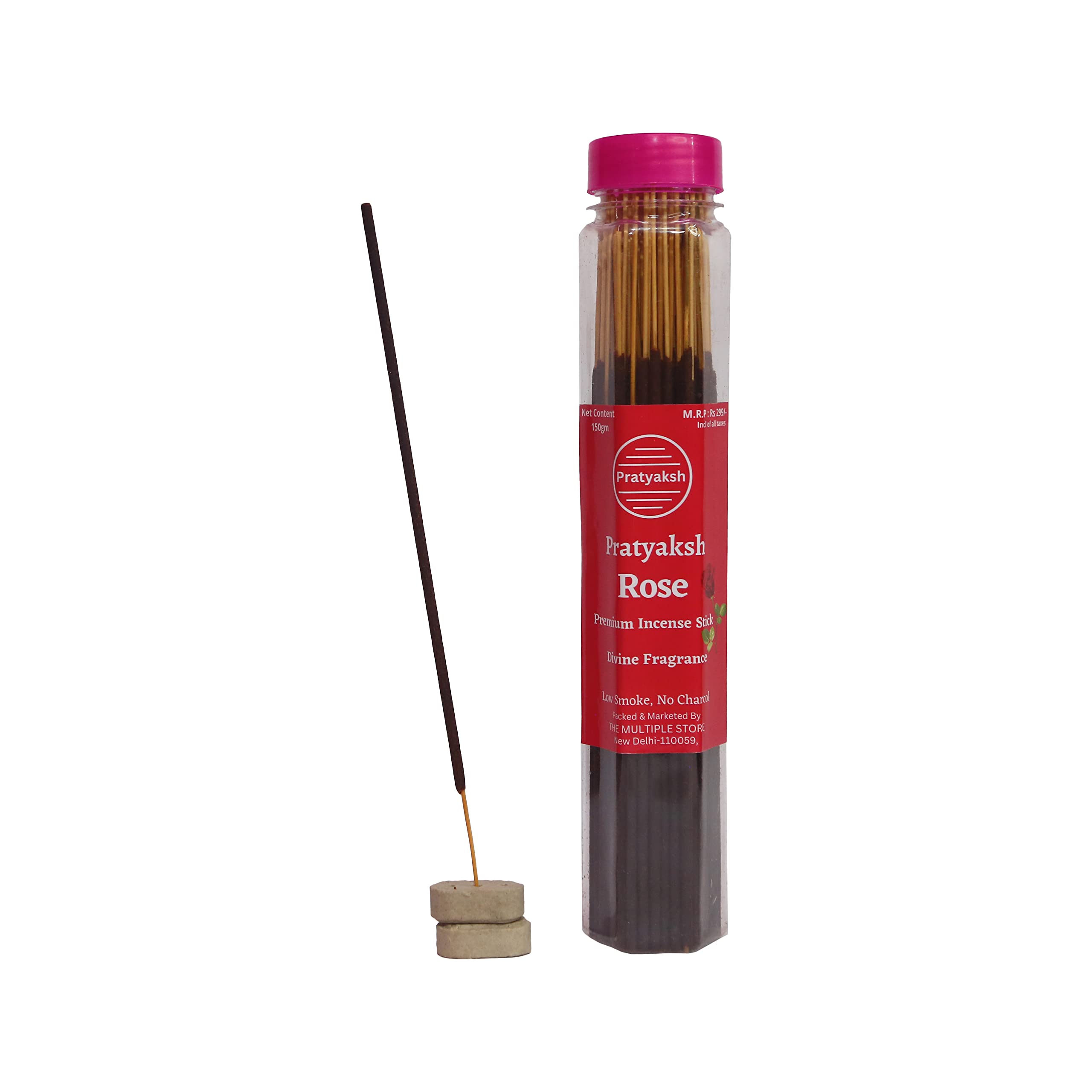 Pratyaksh Rose Flavour Agarbatti (Incense Sticks) for Pooja, Divine Fragrance - Low Smoke & Long Lasting Fragrance - Pack of 2-80 Sticks Per Pack (80x2= 160 Sticks)