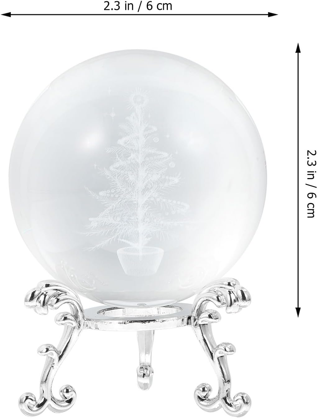 GLEAVI Christmas Tree Carved Crystal Ball with Rack Xmas Decor image 2