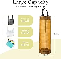 Vista 5 de TOGETRUE Soporte para bolsas de plástico, soporte de malla para bolsa de comestibles, dispensador de bolsas de almacenamiento colgantes