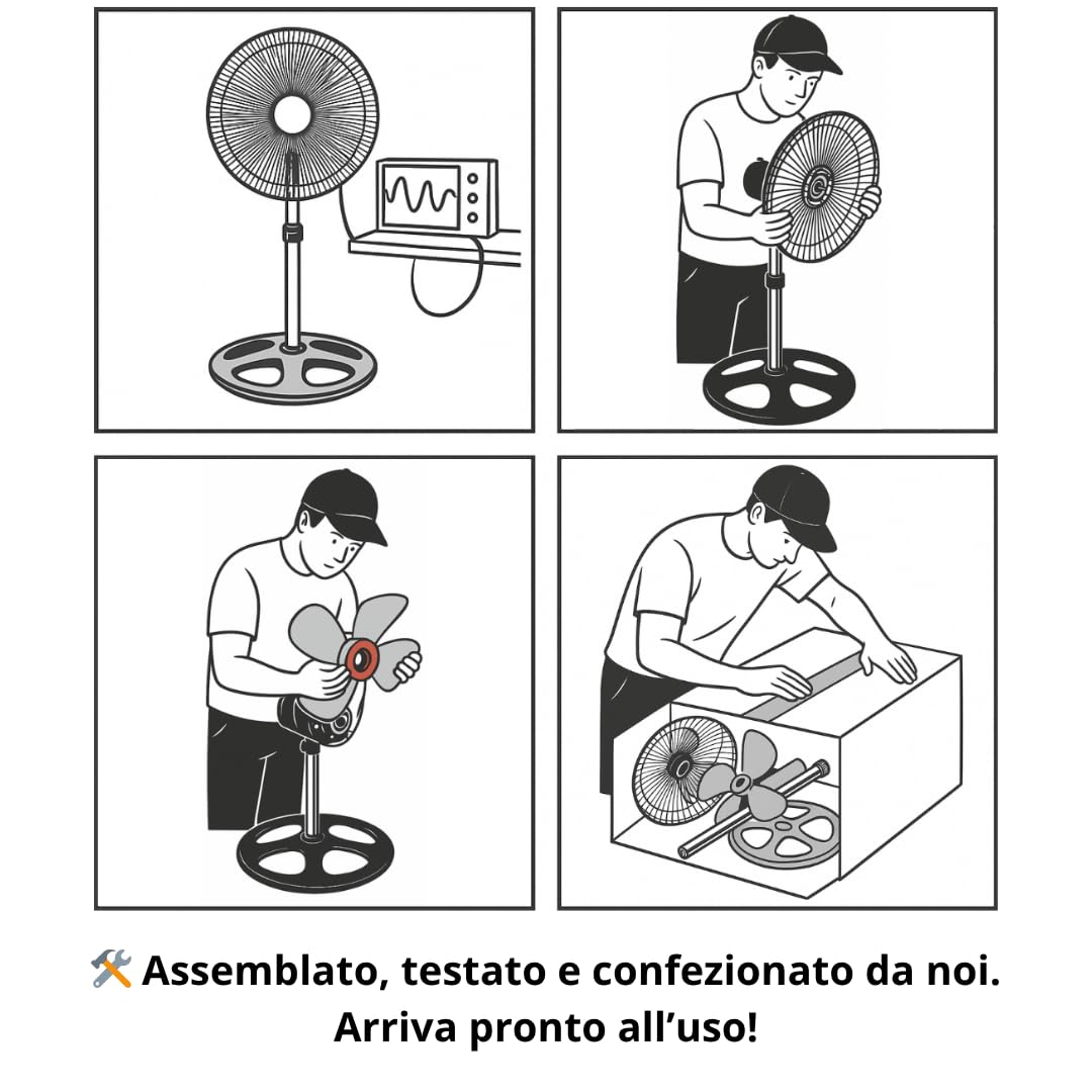 MAKA Ventilatore a Piantana Potente, Ventilatore Metallo 5 Pale, 75W, Basso Consumo, Oscillazione Orizzontale, Ventilatore da Terra Industriale Diametro 50cm, Regolabile Altezza Max 130 cm 3 Velocità
