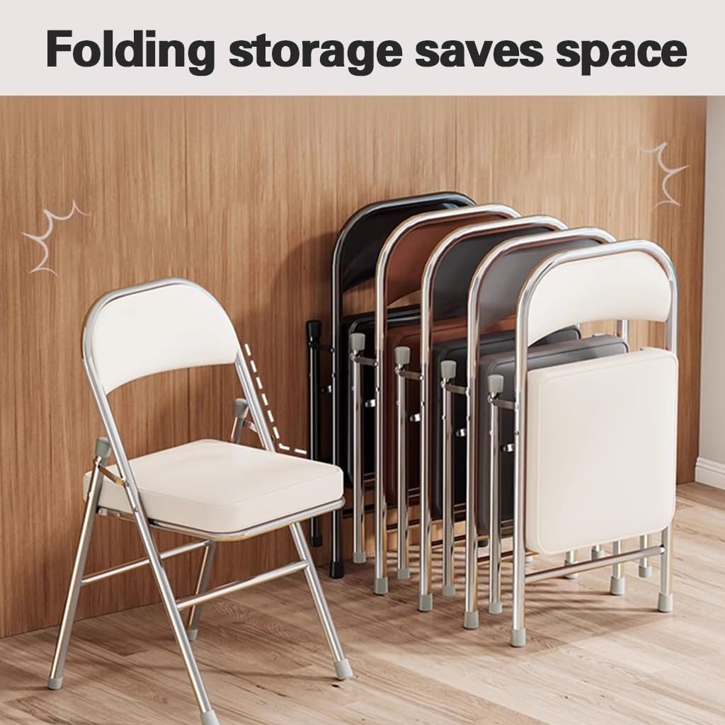 Sillas plegables portátiles, asiento y respaldo acolchados, diseño apilable para uso en interiores y exteriores, marco de metal duradero, cómoda construcción tapizada