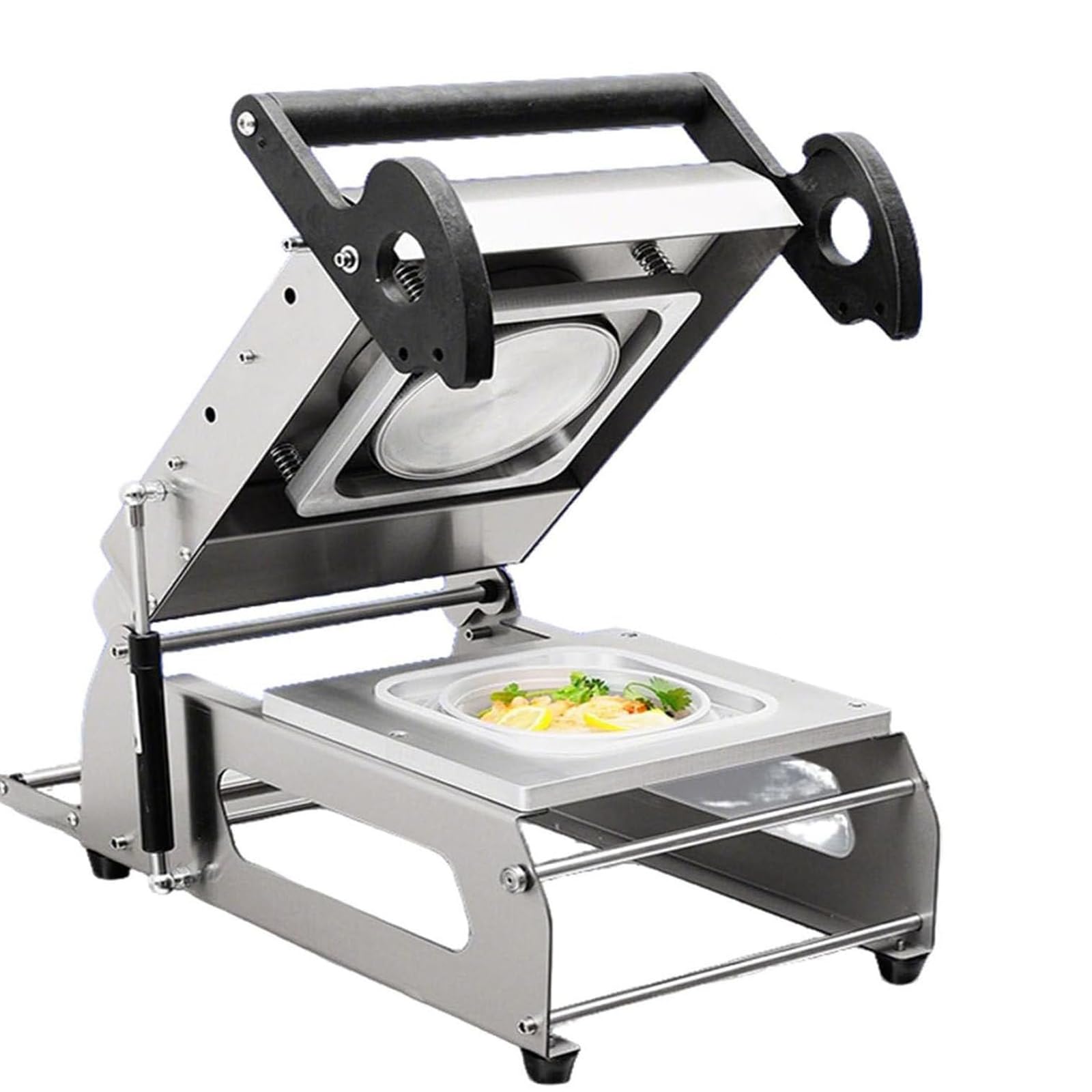 Półautomatyczna taca uszczelniająca 600 W, maszyna do pakowania żywności ze stali nierdzewnej, 7-8 min, szczelne uszczelnienie pudełek na wynos, komercyjne wykorzystanie kuchni,