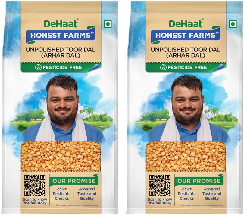 Image of DeHaat Honest Farms Pesticide Free Unpolished Toor Dal (Arhar Dal) 500 GM (Pack of 2)