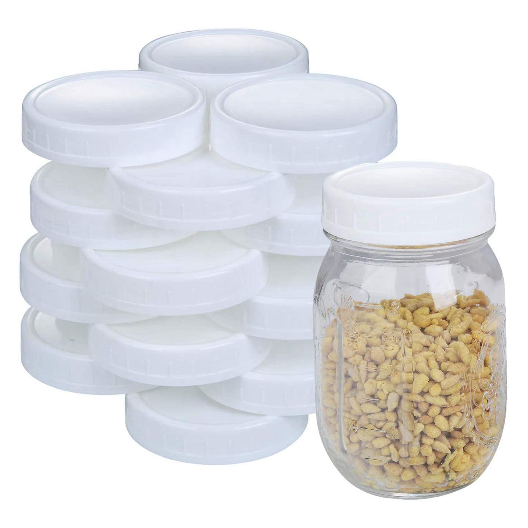 Lot de 144 couvercles à ouverture standard en plastique pour couvercles de bocaux et plus encore, standard, diamètre 70 mm