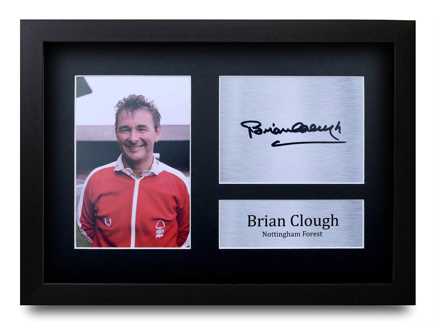HWC Trading Brian Clough Gift Signed FRAMED A4 Printed Autograph Nottingham Forest Gifts Photo Display