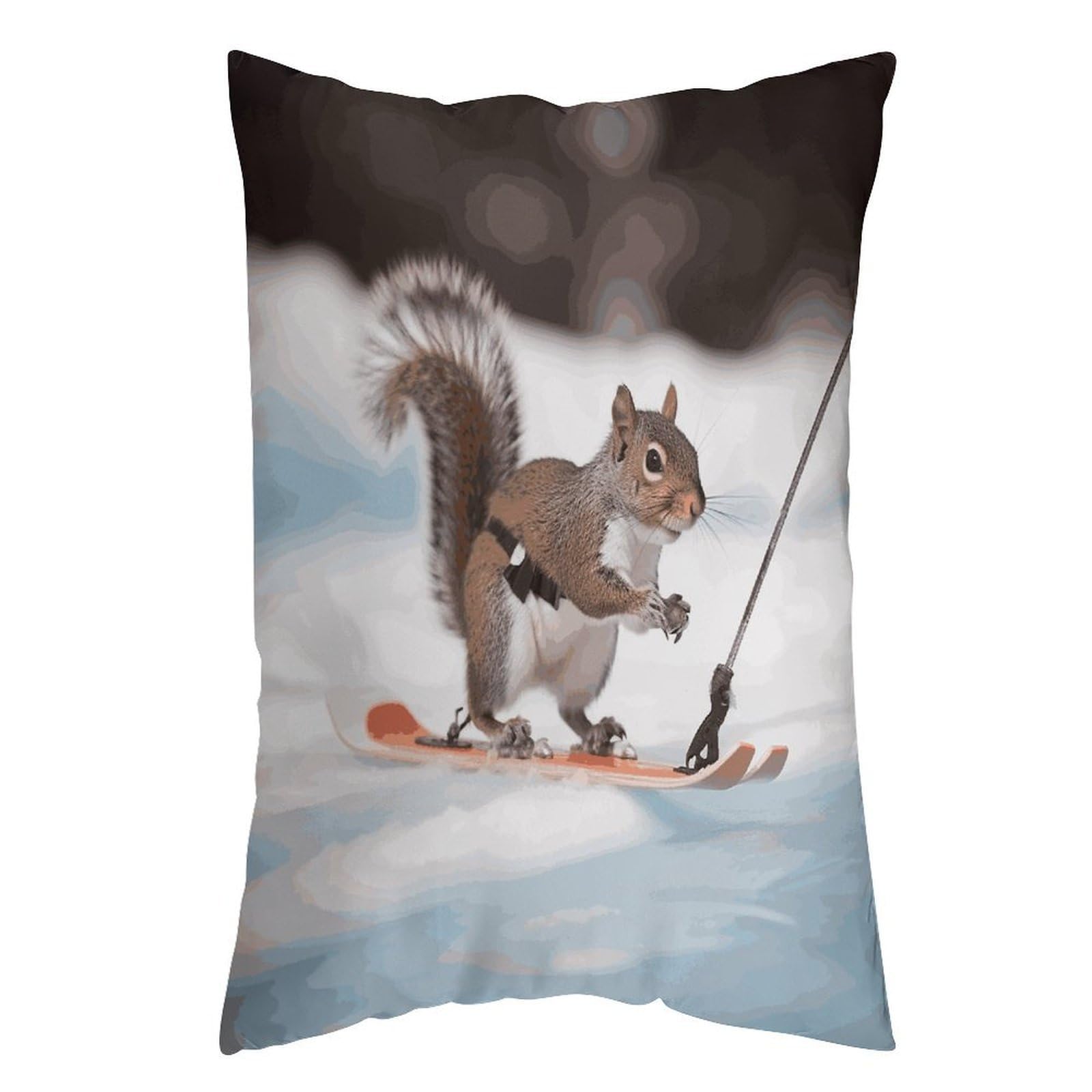 LDGSUPH Skiing Squirrel Pillow Cases Soft Pillowcase with Invisible Zipper Wrinkle Resistant Pillow Covers Breathable Removable Pillow Protector for Bed Sofa Car 16 "x24