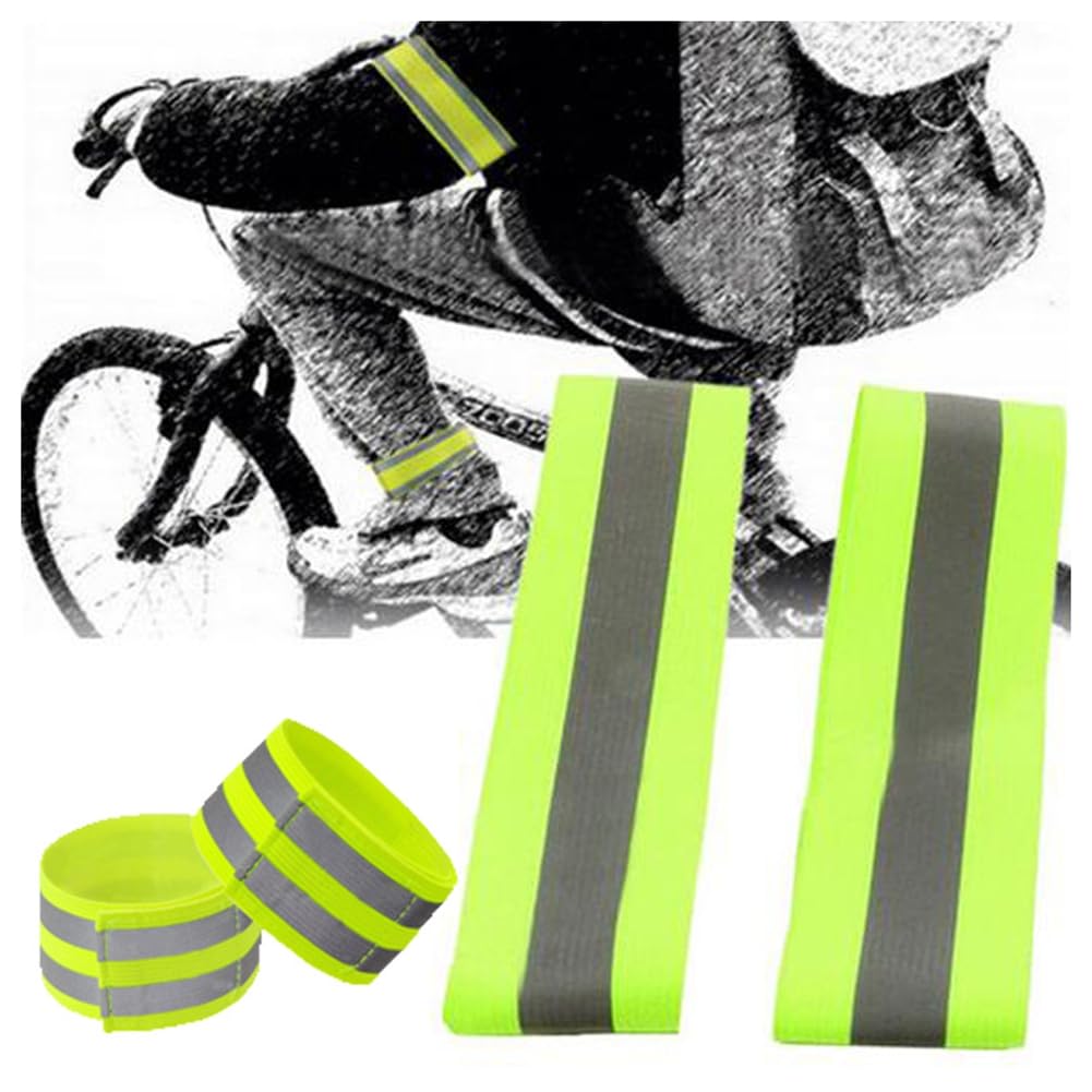 Reflektorbänder Set Reflexgürtel Reflektierende Armbänder Hohe Sichtbarkeit Reflexgürtel Einstellbar Reflektorband Reflektorgurt für Kinder Erwachsene Radfahren Wandern Joggen Orange 10 Set