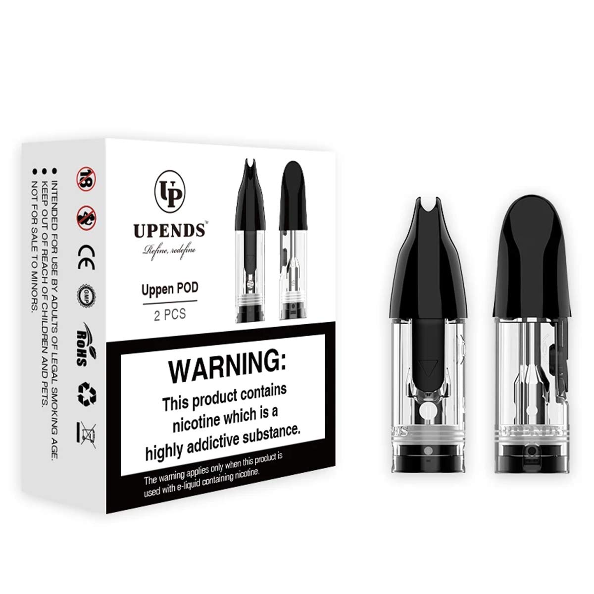 Original Pod & Coil Designed for The UPENDS and UPEND Plus Vape Pens 2PCS No Nicotine (White)