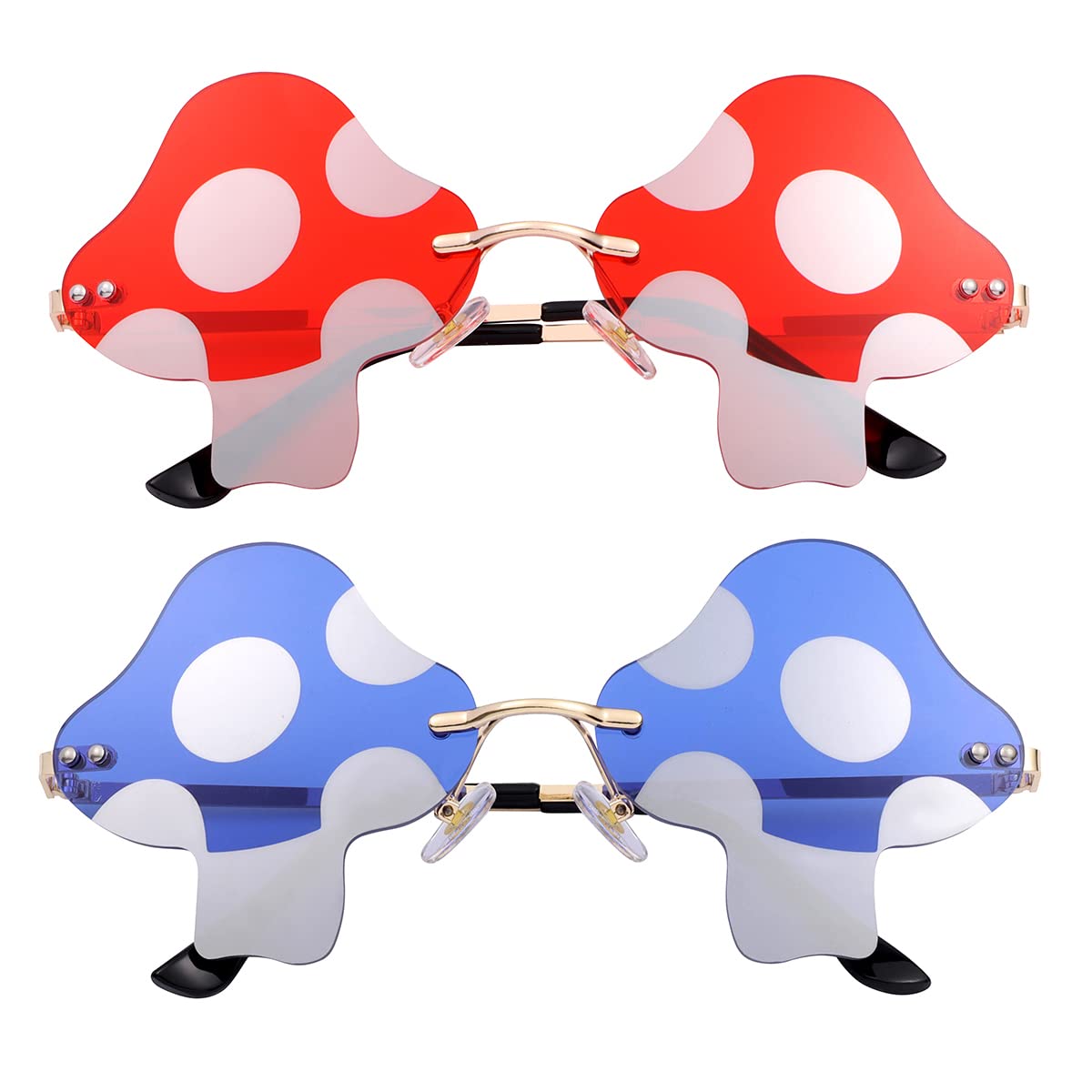 JOVAKIT Mushroom Shaped Sunglasses for Women Men Vintage Rimless Sun Glasses Retro rave Party Halloween Eyeglasses