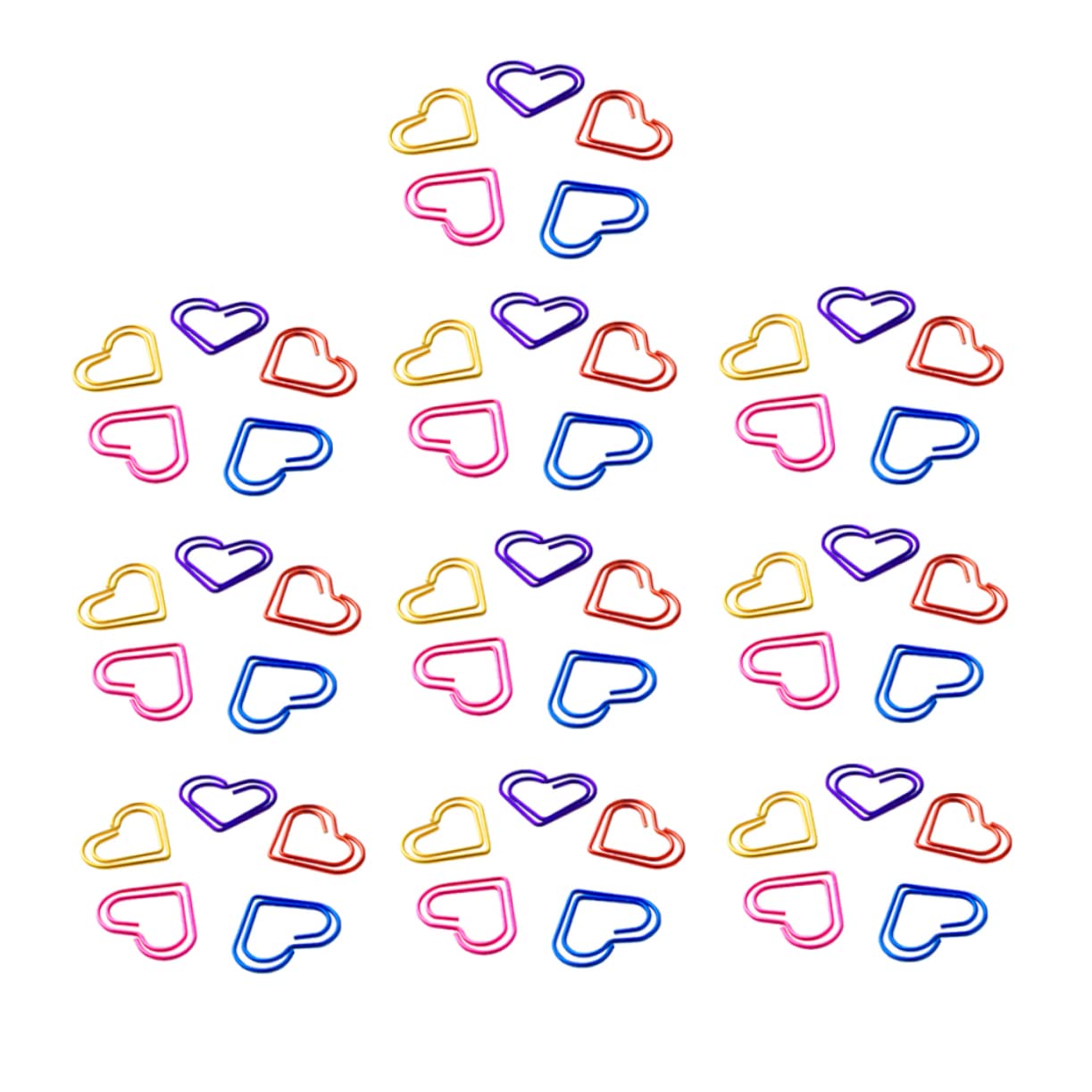 NUOBESTY 3 Set Di Fermagli Per Carta A Forma Di Cuore Segnalibri in Metallo Colorati Creativi Clip A S Rossi E Gialli 50 Pezzi * 3