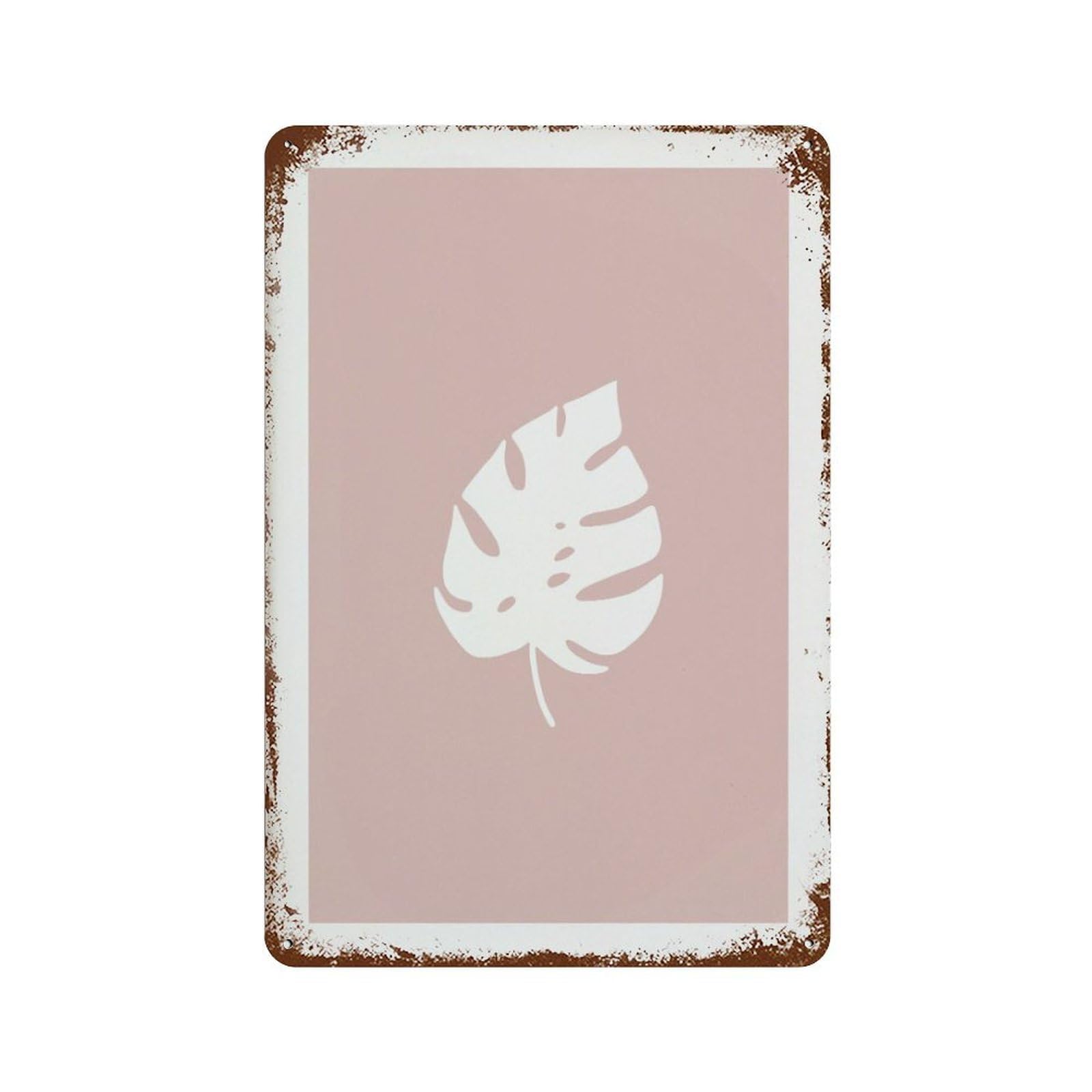 xiaoxiaoshen Monstera Leaf One Line Blush Pink Wall Decor Art Metal Tin Poster Modern Home Decor Art Home Bar Shop Decorations Vintage Sign 30x20cm