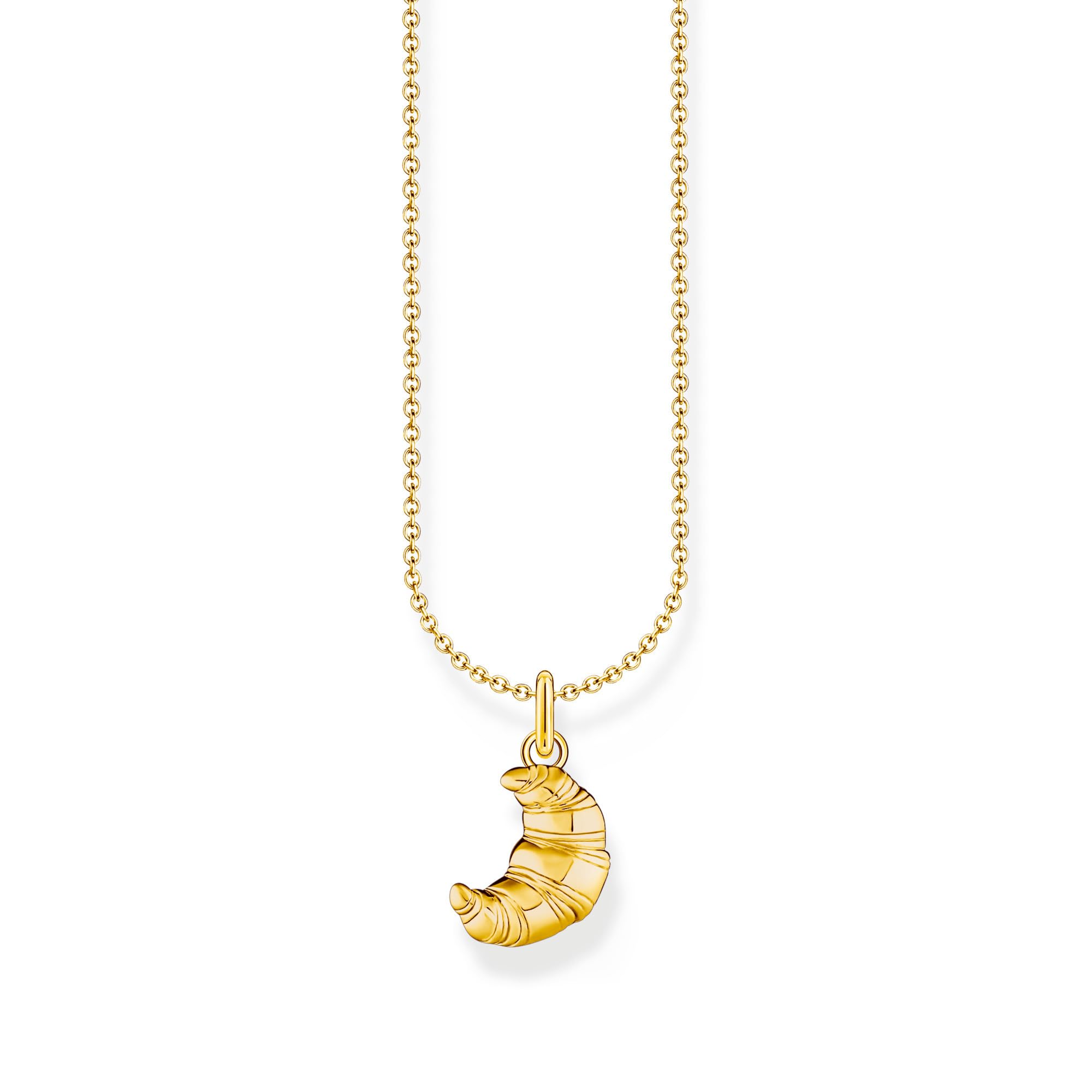 THOMAS SABO Kette mit Croissant-Anhänger vergoldet 750 Gelbgold Vergoldung, 925 Sterlingsilber