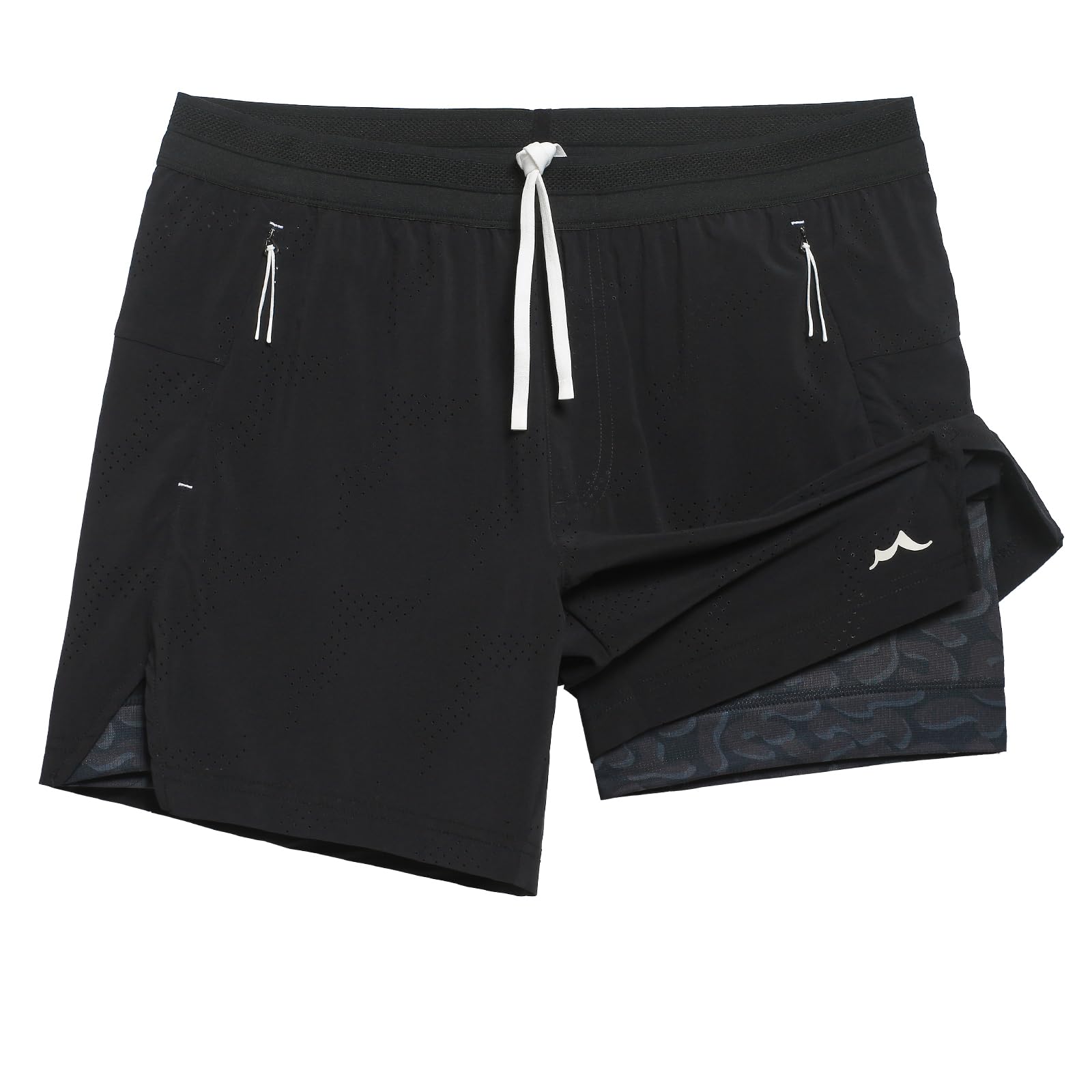 maamgic Mens 2 in 1 Running Shorts 5" Gym Workout Shorts with Zipper Pockets