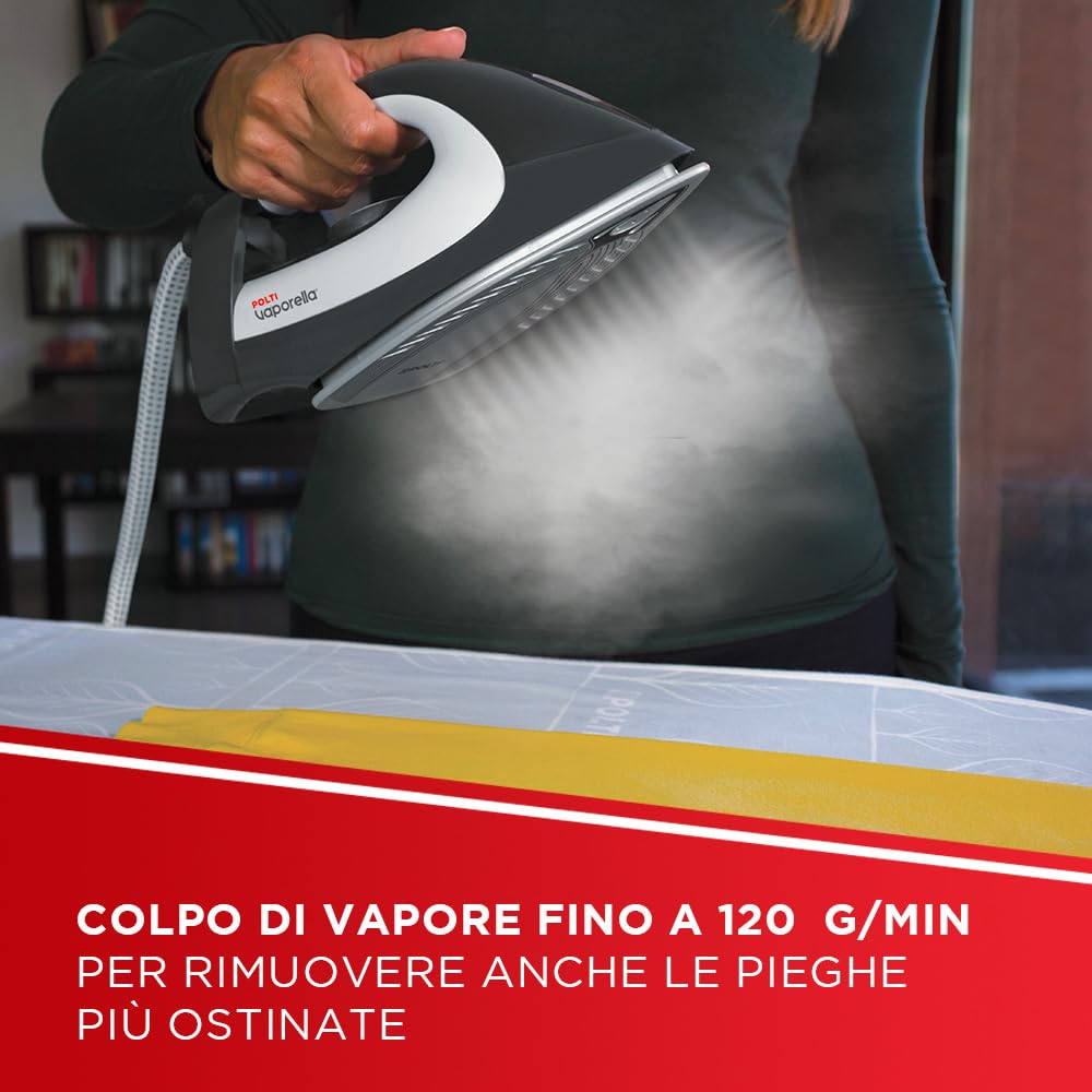 Polti Vaporella Simply VS10.12, Ferro da Stiro Generatore di Vapore, Serbatoio Estraibile 1,5 L, Pressione Pompa 6,5 Bar, Potenza 2200 W, Funzione ECO, Grigio e Bianco
