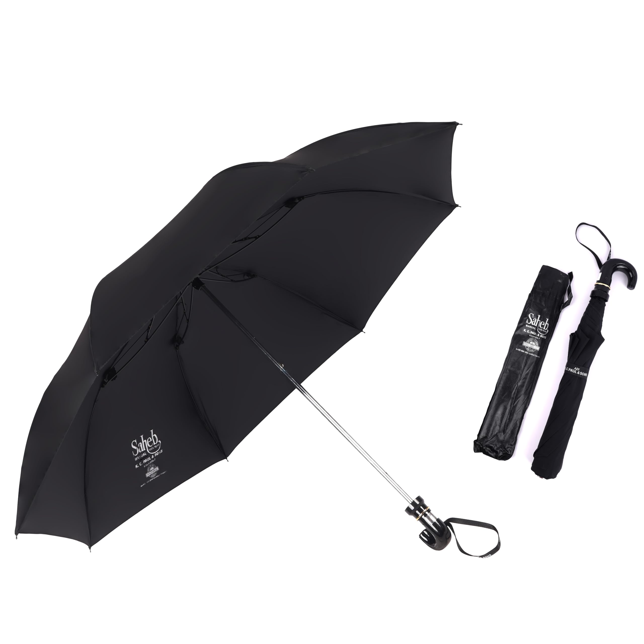 adi k.c. paul & sons Saheb 2 fold 23-inch bigger size premium umbrella for men & women | 2 fold Umbrella | Black Umbrella | Premium umbrella for office use (Manual, Black)-picture-11