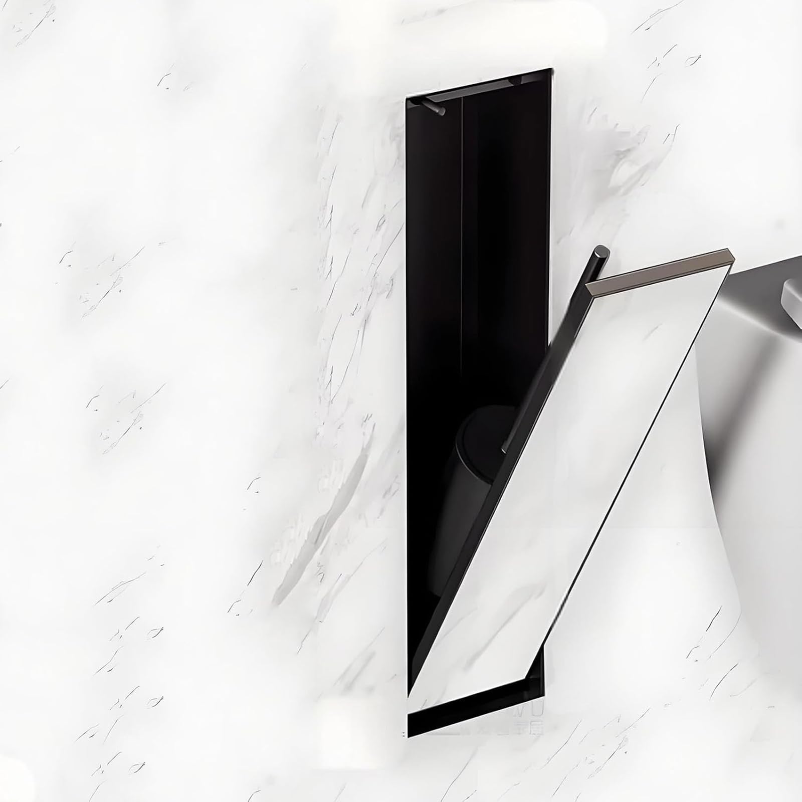 Porte-brosse WC encastré anti-encombrement en niche dissimulée acier 304 pour hôtel