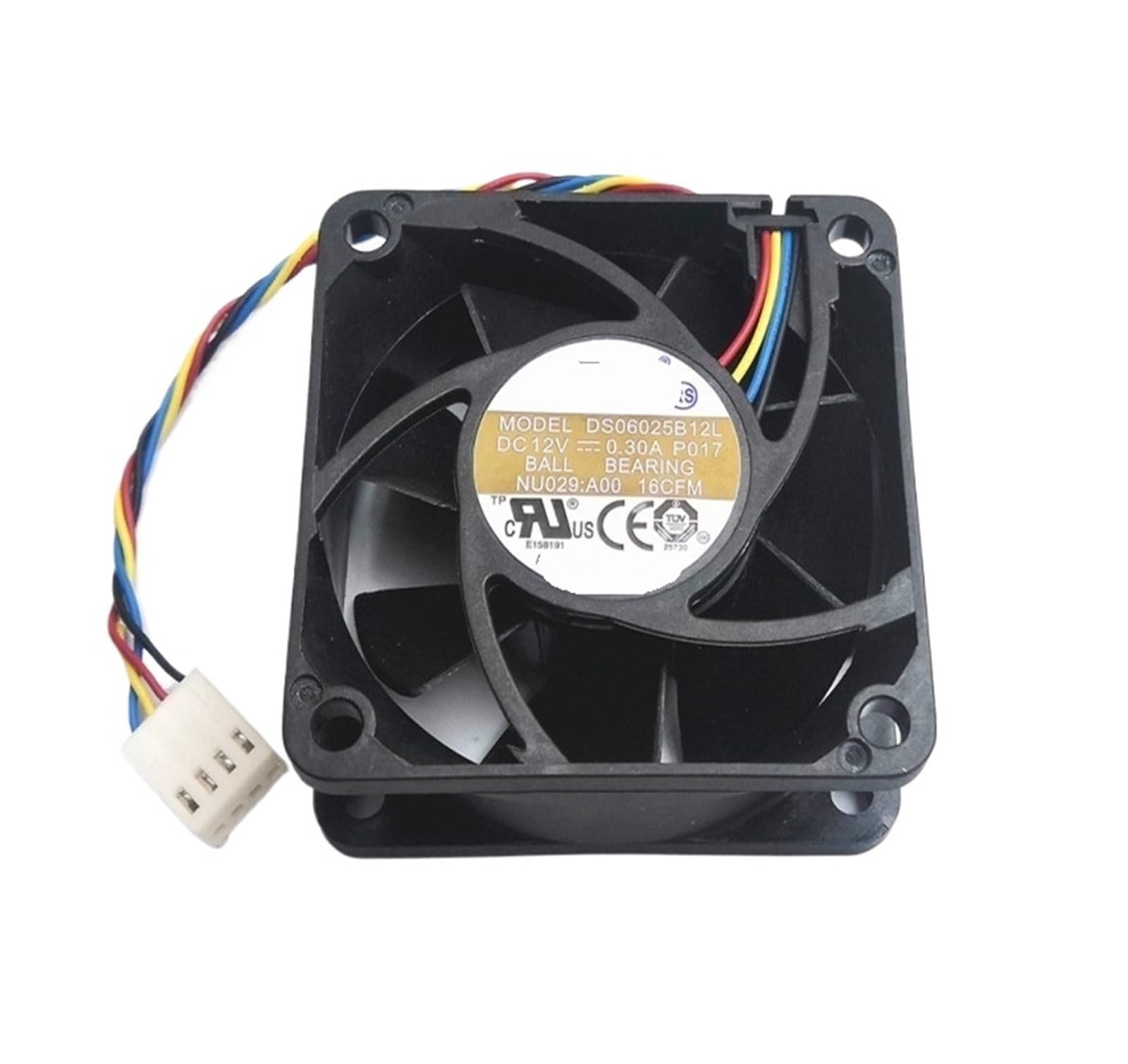 TYHUJKKL 60mm Fan 6cm 6025 Dual Ball Bearing 4Wire PWM Fan Ds06025b12l 12v 0.30a Server cooling fan(White Plug)
