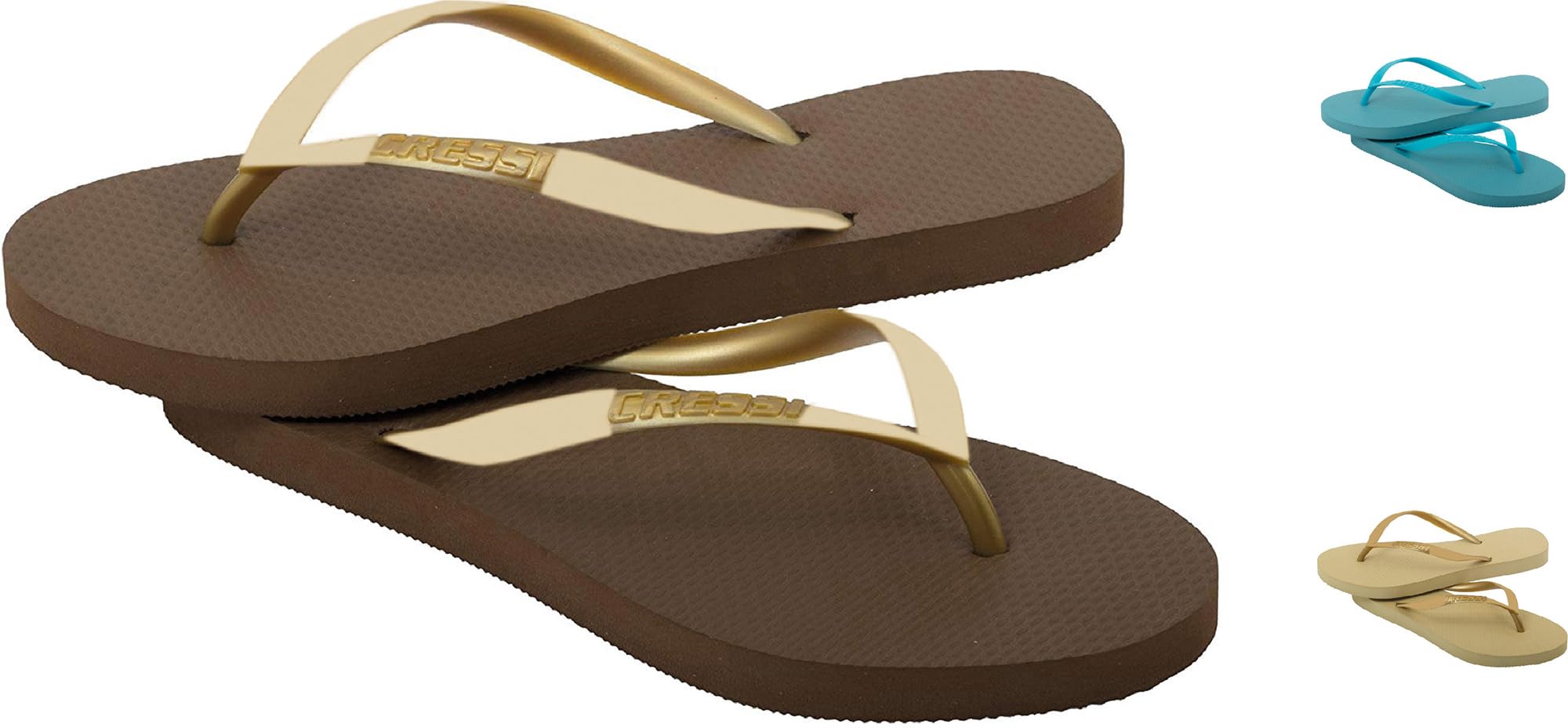 Cressi Women Marbella Flip Flop - Brown/Gold Size 37/38