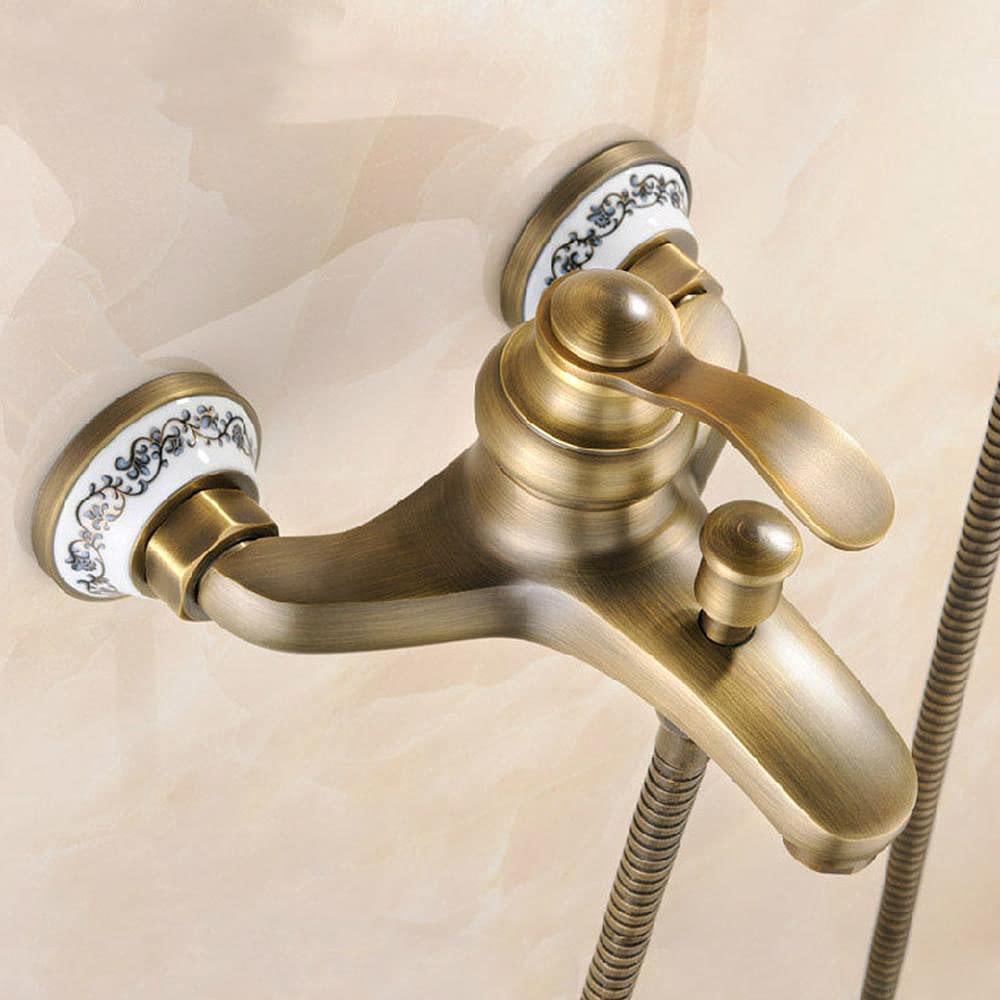 HomeLava Rubinetto per vasca da bagno con doccetta, in ottone retrò, con batteria per vasca da bagno, miscelatore monocomando per vasca da bagno