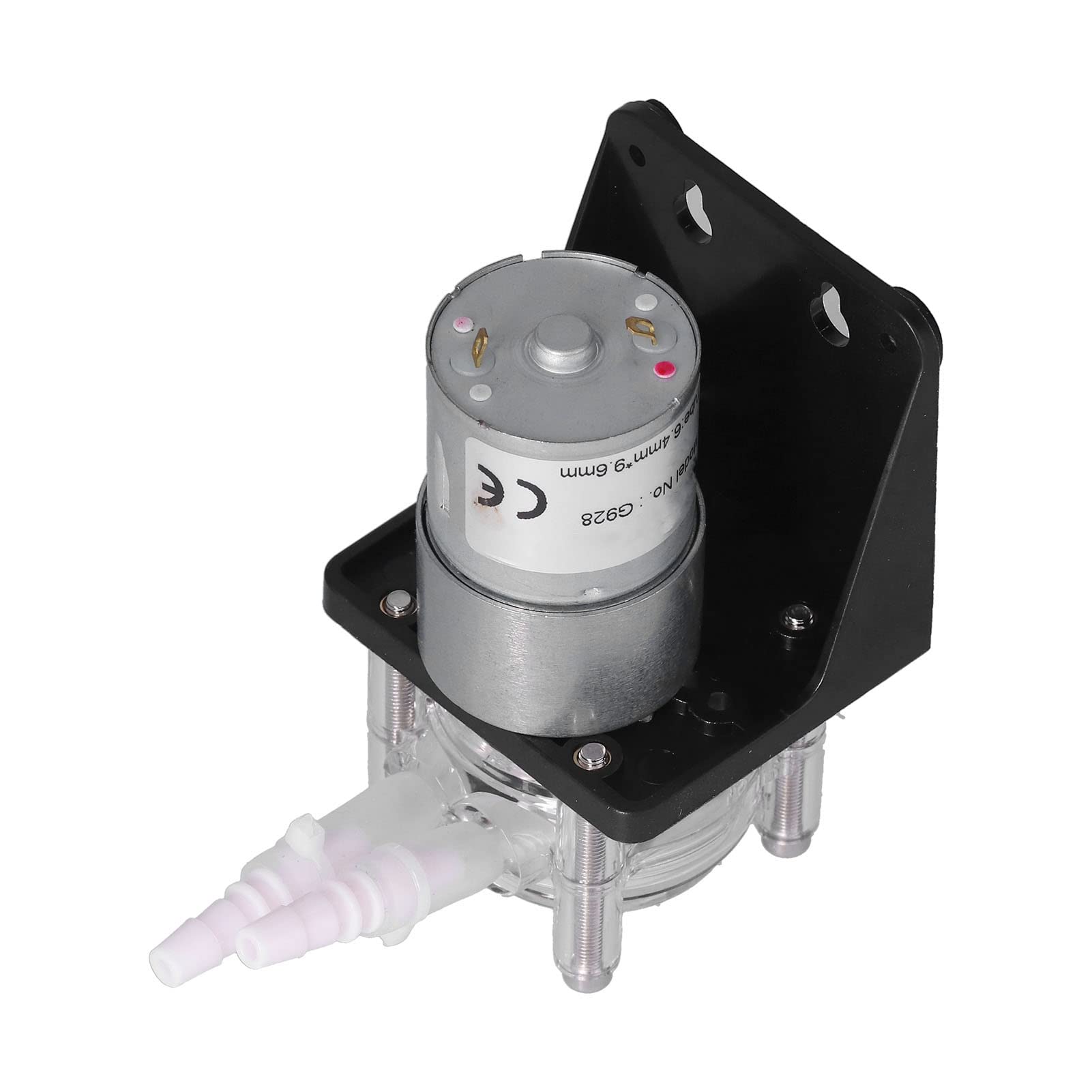 Peristaltische Pumpe 12 V, Schraubenflüssigkeitspumpe aus Edelstahl 304 mit Transparentem PC-Pumpenkopf, 3-Rollen-Low-Pulsation, 500 Ml Min Rechtwinkliges Design für die (12V)