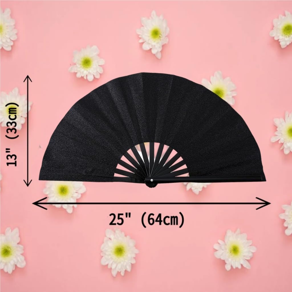 13 in Boots on The Ground Fan, 2025 New Large Holographic Folding Hand Fan Line Dance Popping Fan, Clap Fans for Line Dancin (Mixed Colors x 6 Pcs)
