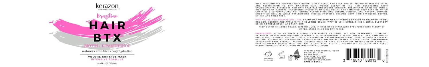 KERAZON Brazilian Hair BTX Treatment For All Hair Types + Sulfate Free and Sodium Free Shampoo & Conditioner KIT