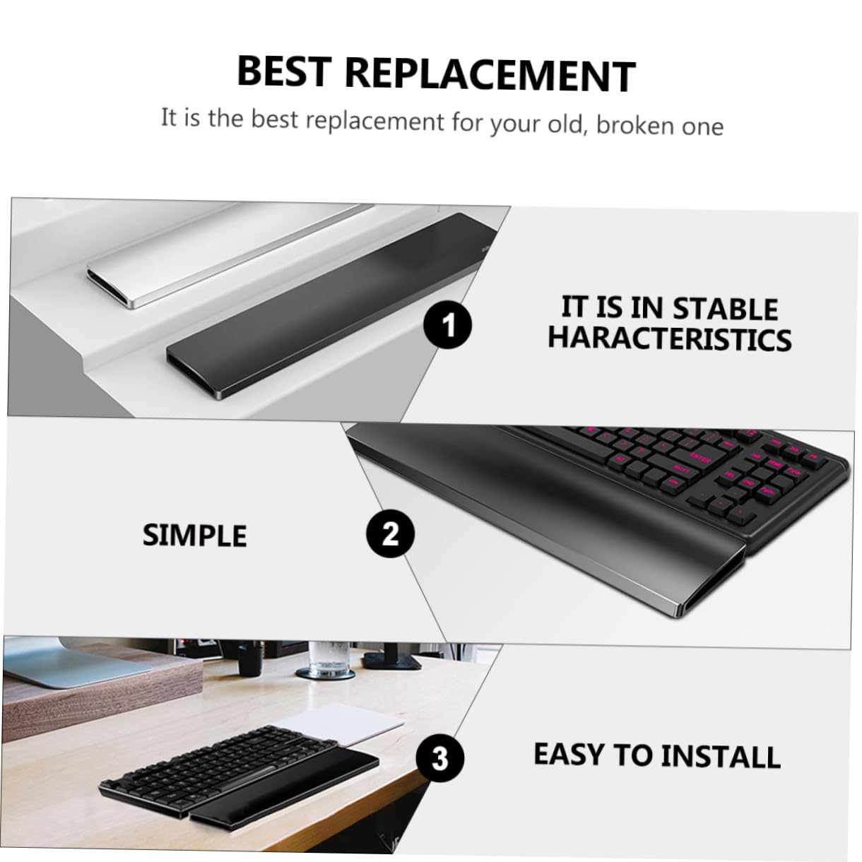 HOMSFOU Clavier Repose-poignets Pour Ordinateur Repose-poignet Alliage Aluminium Repose-poignet Pour Clavier