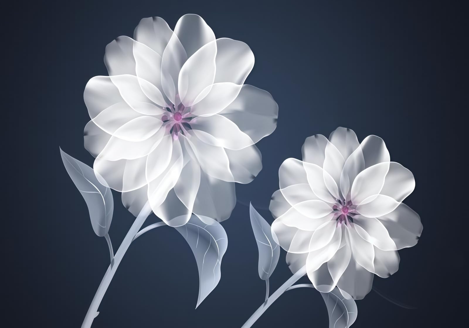 Gdkldfg White/Blue Flowers Feature Wall Wallpaper,Non-Woven Poster,Wall Mural For Living Room Bedroom Feature Wall Decoration 400X280cm