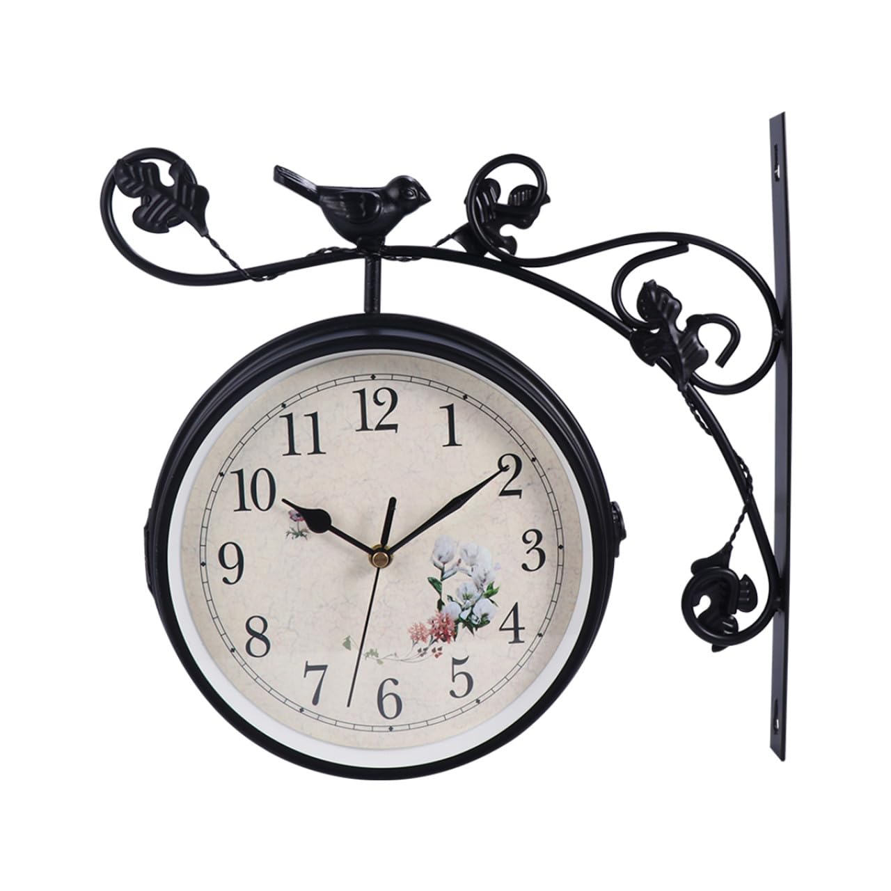 Horloge Murale Double Face en Verre et Métal Noir, Finition Haut de Gamme Classique