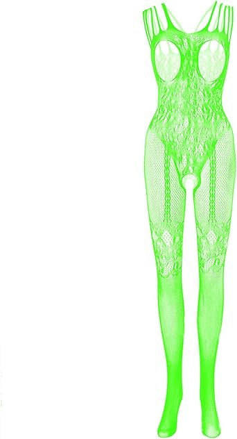 Womens Fishnet Lingerie Crotchless Body Stocking One Piece See Through Mesh Bodysuit Jumpsuit for Sex Naughty
