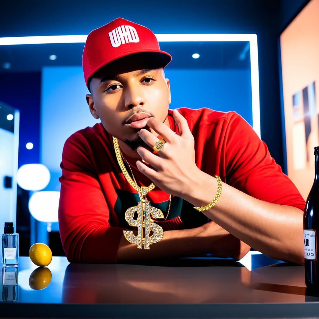 Thyrhntr 80s 90s Outfit for Men Kids Women Hip Hop Accessories Costume Rapper Chain Fake Gold Dollar Sign Jewelry for Cosplay (Gold)