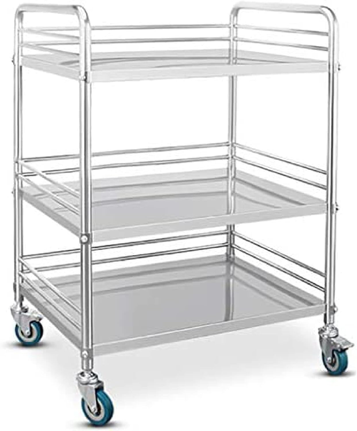 Medical Cart Dental Lab Cart Stainless Steel Lab Cart Medical Hospital Equipment Portable Service Cart With Wheels - 2/3 Layers,Without Drawer,3 Layers-81x50x91cm,Collector