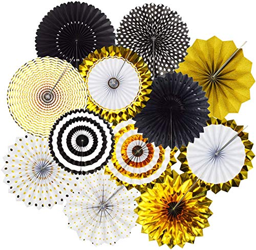 Furuix 2020 Graduation Party Decorations 12pcs Tissue Paper Fans Black Gold Pinwheel Backdrop Birthday Party Decorations Black Gold Graduation Party Supplies 2020 Hollywood Oscar Nye Decorations 2020 Buy Online In Botswana At Desertcart