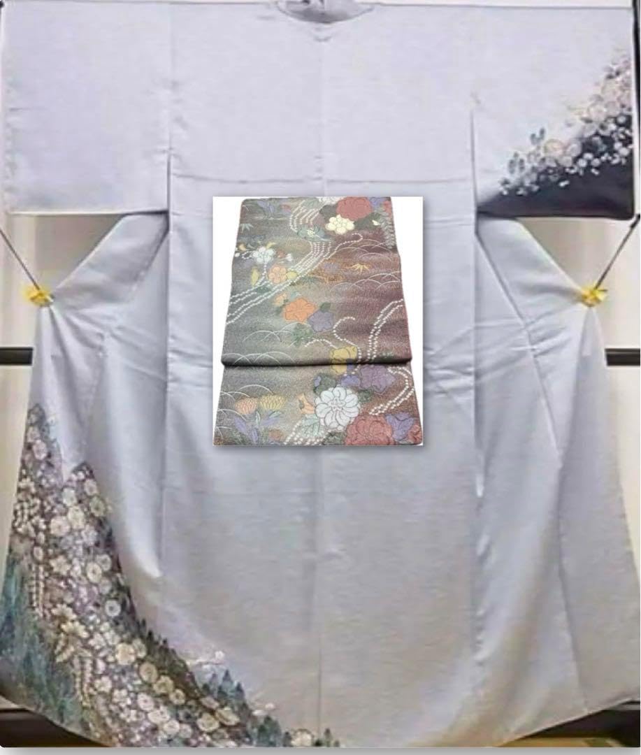 D282 夏着物 訪問着 白地 絽 ポリエステル 洗える着物 夏 訪問 着