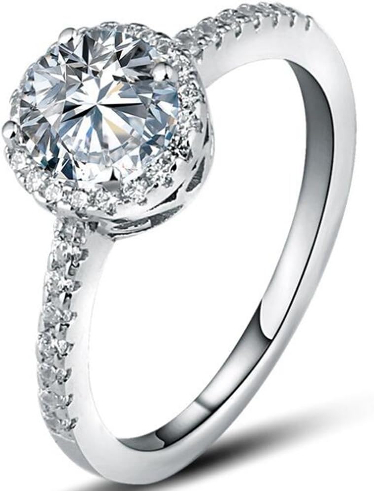 iSilver 925 Sterling Silver Solitaire CZ Diamond Wedding Engagement Propose Ring