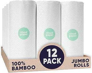 Cloud Paper Bamboo Paper Towels - 12 Rolls of Ultra Absorbent and Durable Eco-Friendly Paper Towels for Sustainable Cleaning - FSC-Certified, Plastic-Free Packaging, and Chlorine-Free Paper Towel