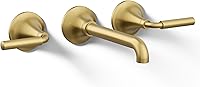 Vista 1 de Kohler T26439-4-2MB Tone Wall-Mount Bathroom Sink Faucet Set, Bathroom Faucet with Two Lever Handles, Vibrant Brushed Moderne Brass