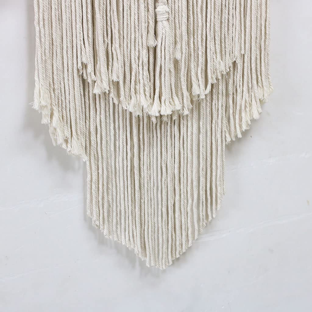 Tapices Macramé Tapiz de Pared nórdico Creativo, Colgante Decorativo de Pared Tejido a Mano con Hilo de algodón y Palo de Madera